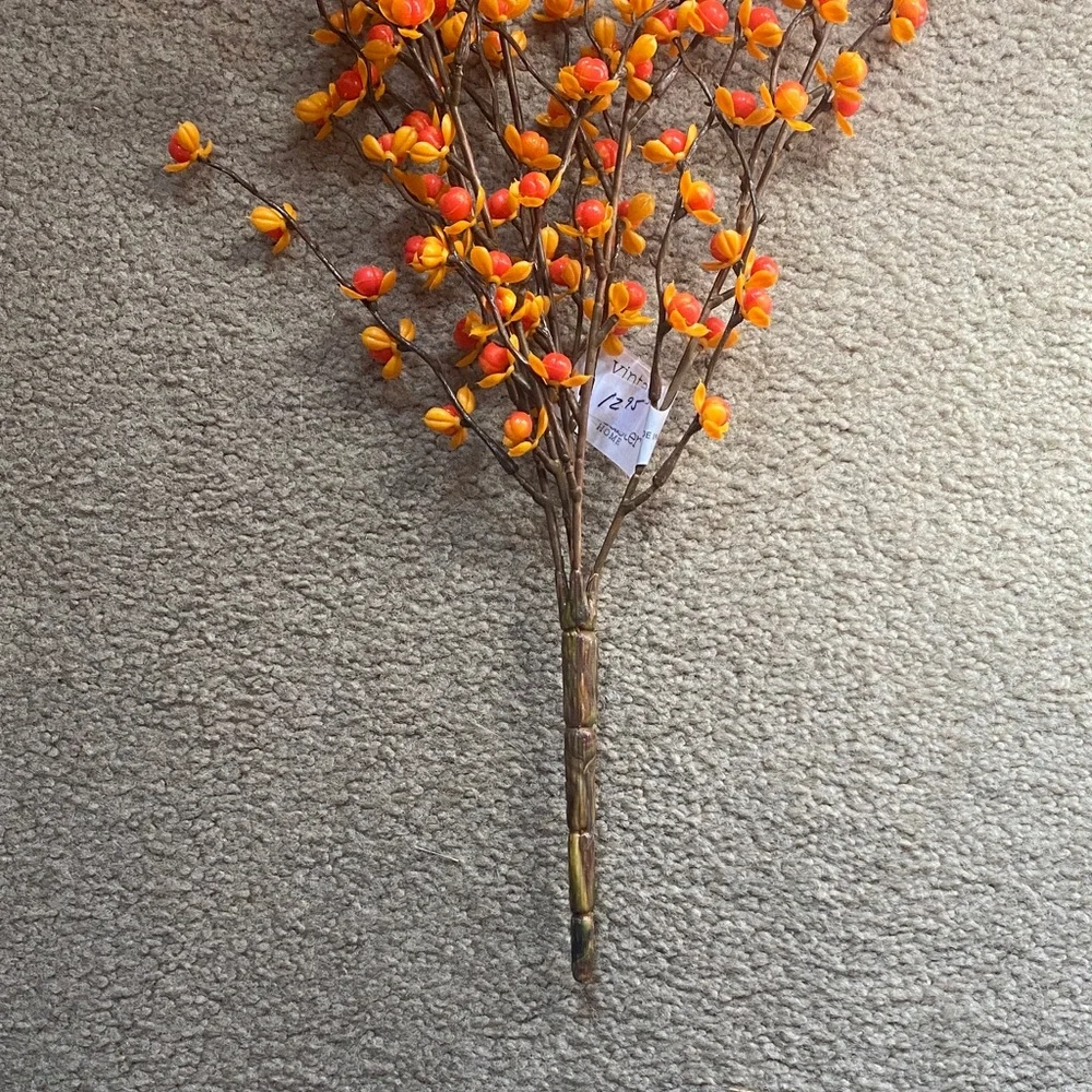 Orange and Red Bittersweet Faux Floral Branch